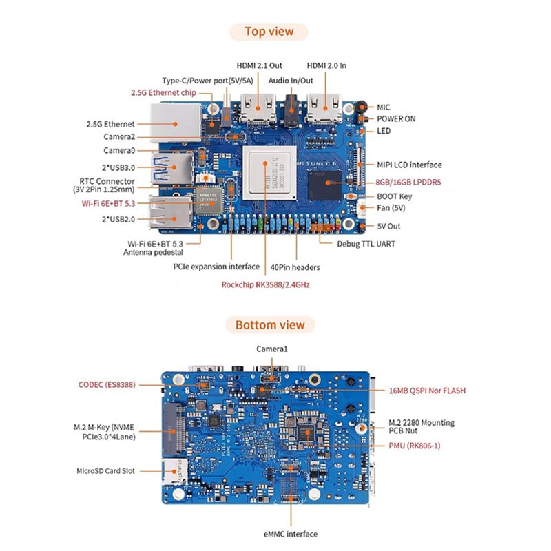 ABRI-สำหรับ Orange Pi 5 Ultra  - Rk3588 Mini Pc Board บทวิจารณ์และราคา